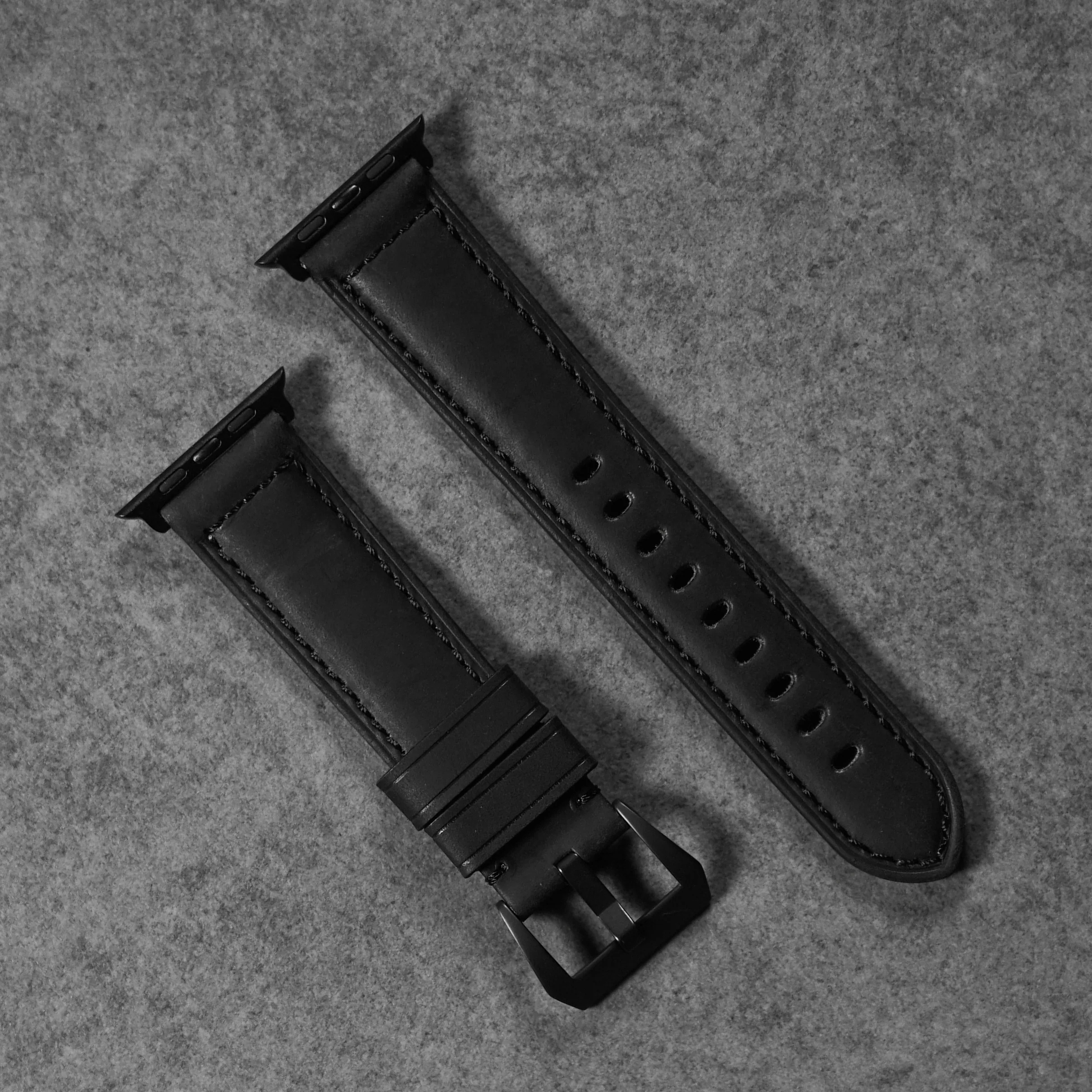 Leather Apple Watch Strap - Matte Black - Image 10