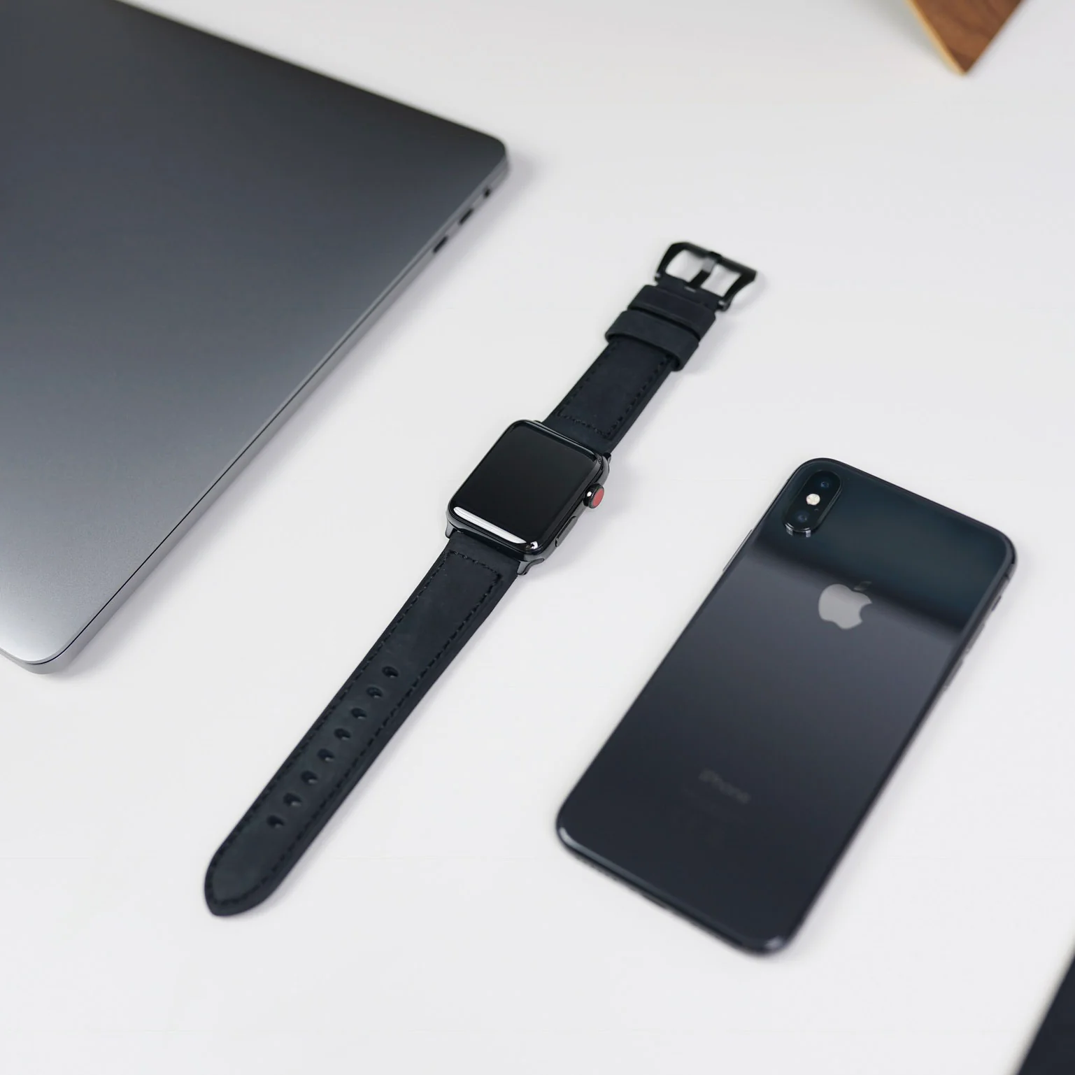 Leather Apple Watch Strap - Matte Black - Image 8