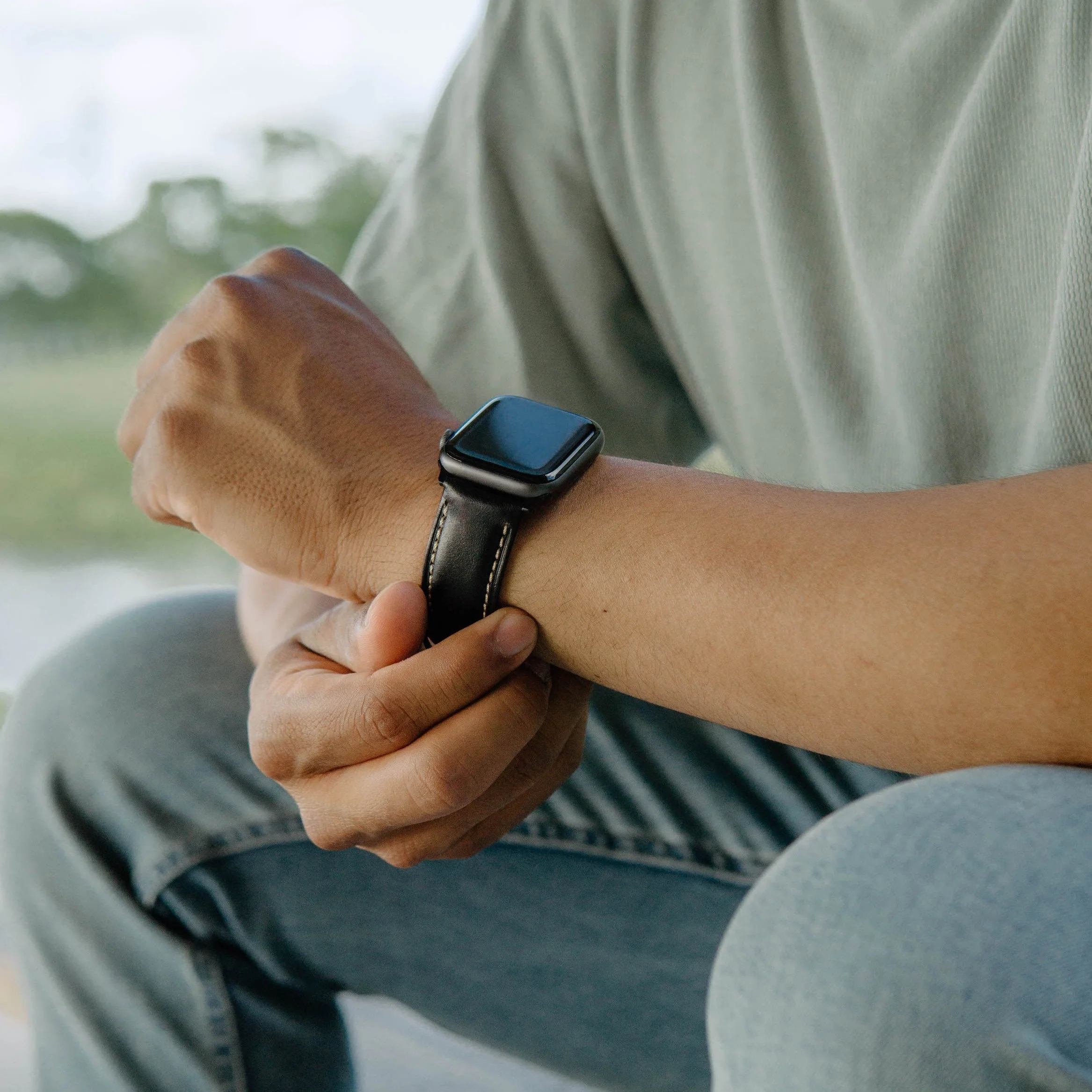 Leather Apple Watch Strap - Black Edition - Image 4