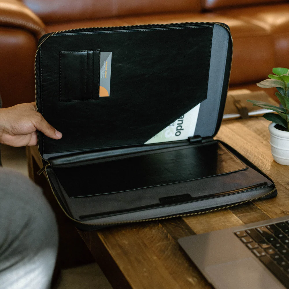 Leather MacBook Sleeve - Black - Image 9