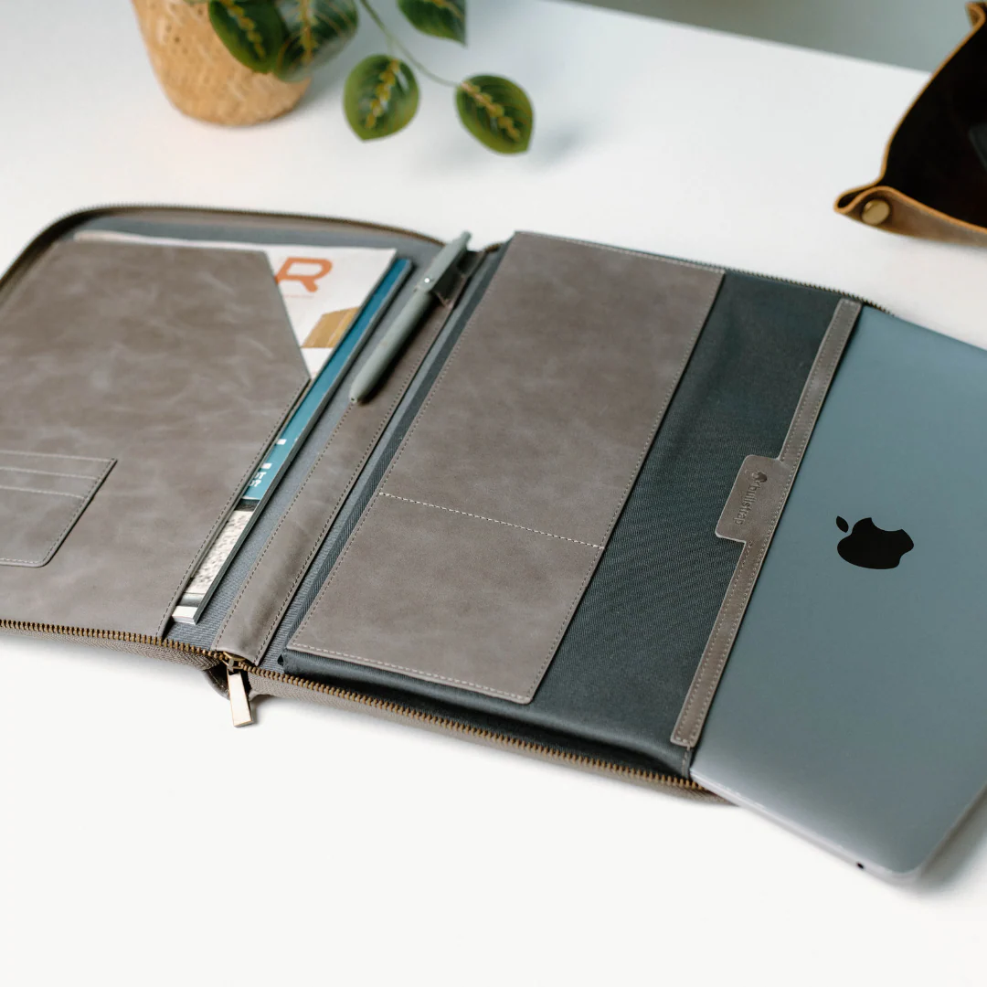 Leather MacBook Sleeve - Slate - Image 3