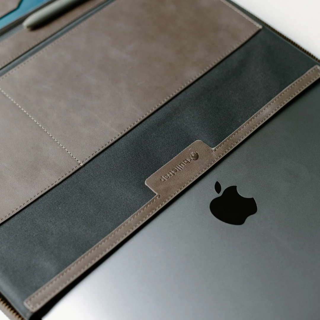 Leather MacBook Sleeve - Slate - Image 6