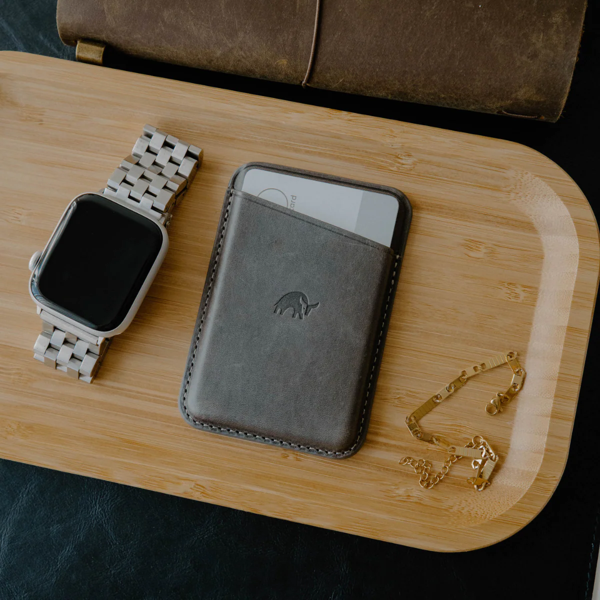 Leather Magnetic Wallet - Slate - Image 3