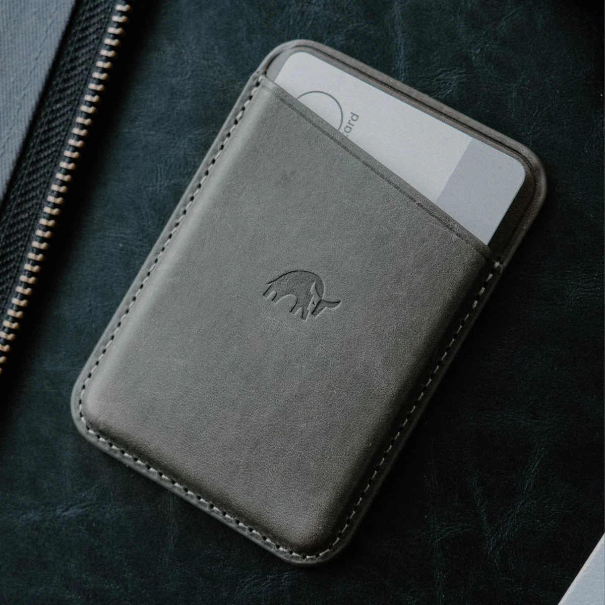 Leather Magnetic Wallet - Slate - Image 7