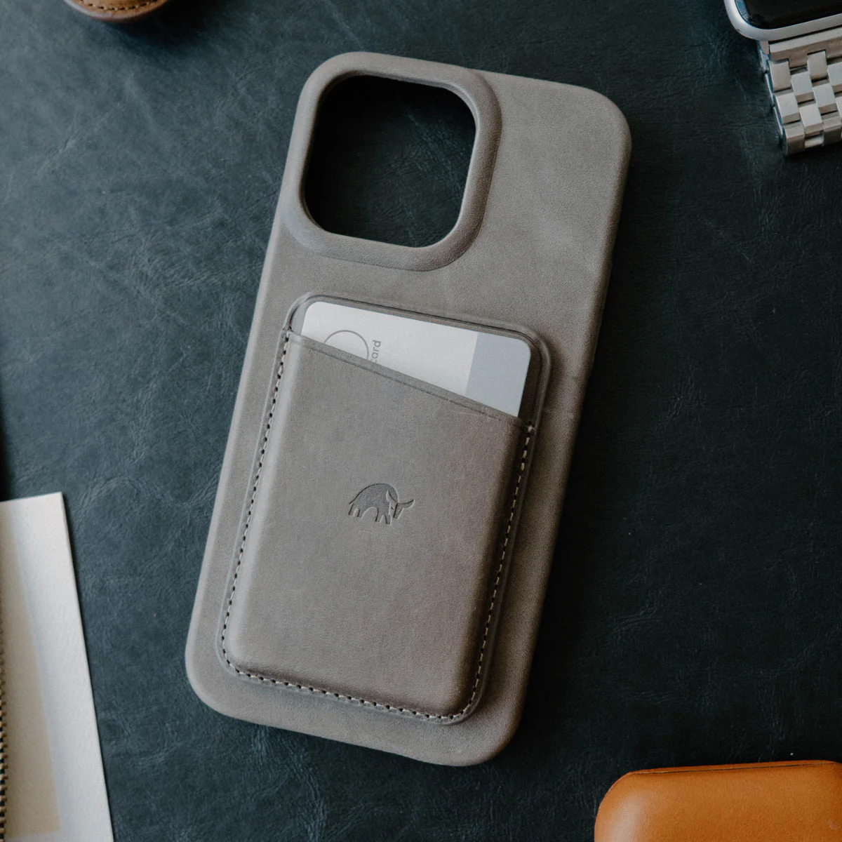 Leather Magnetic Wallet - Slate - Image 8