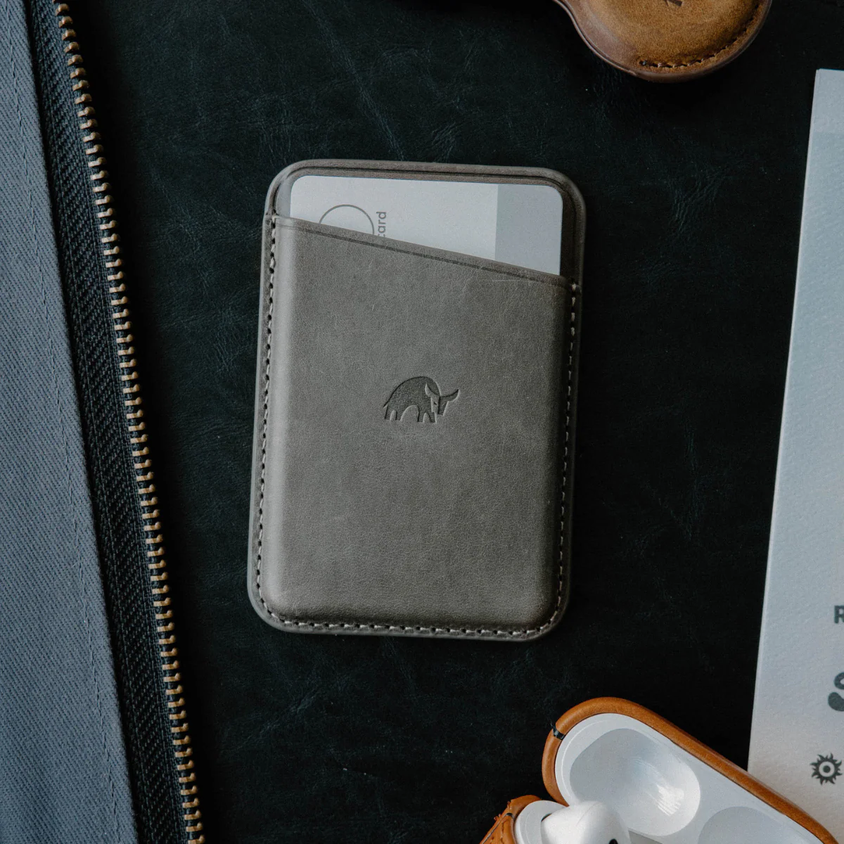 Leather Magnetic Wallet - Slate - Image 9