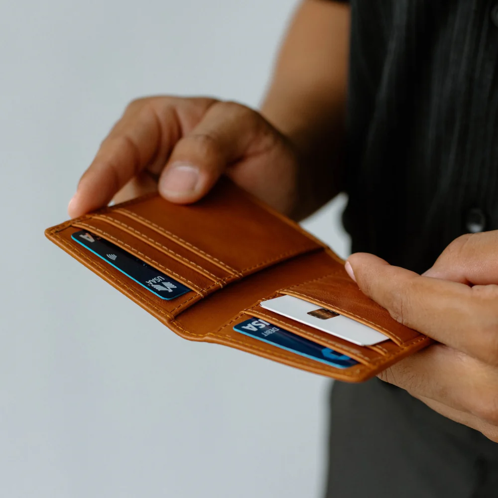 Leather Nav Messenger Wallet - SIENNA - Image 4