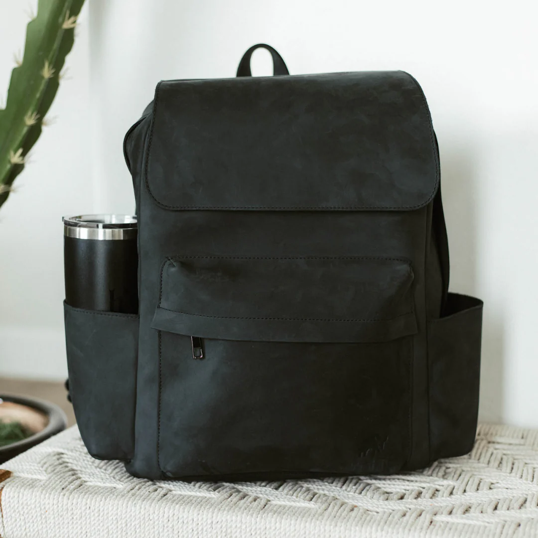 Leather Rugged Backpack - Black Edition - Image 3