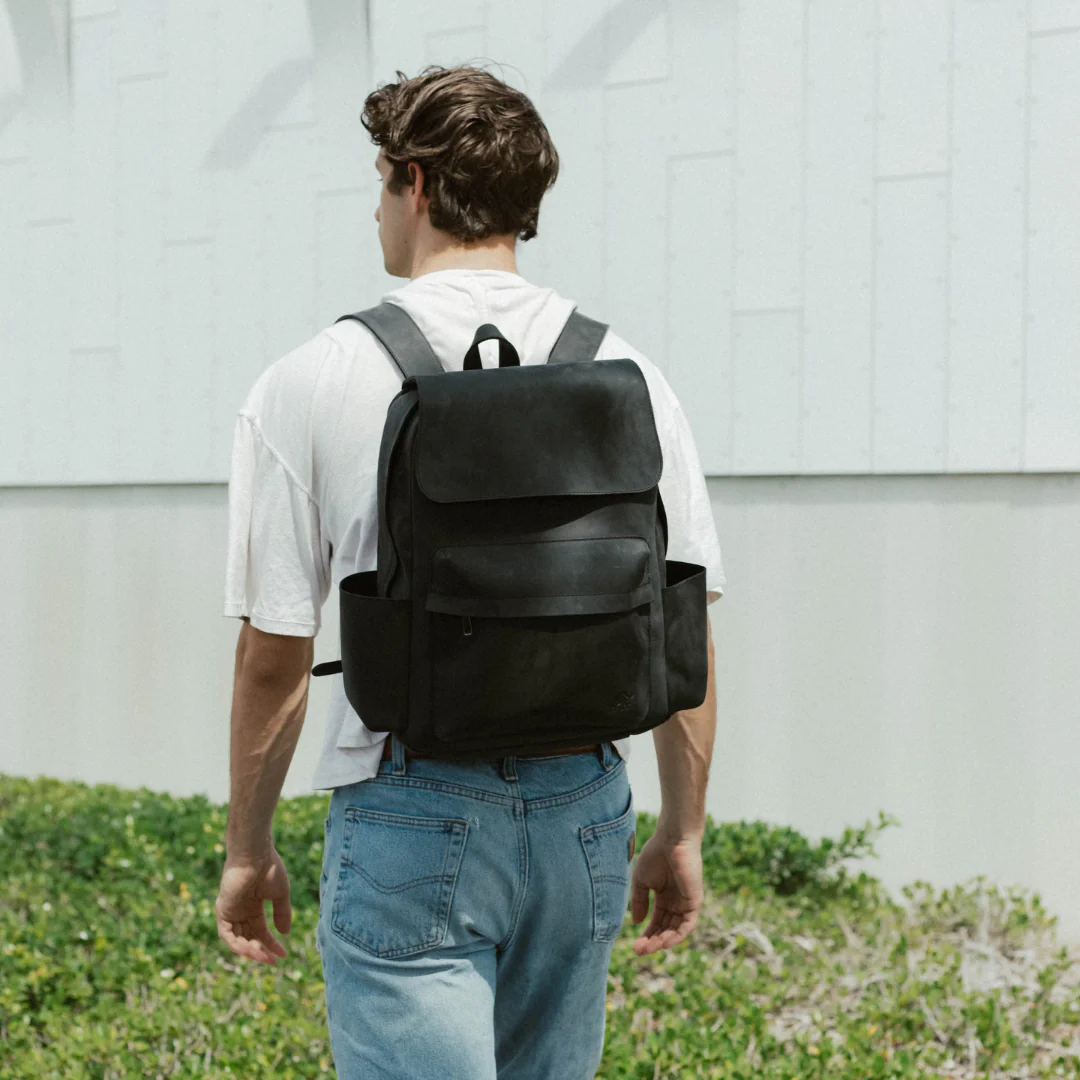 Leather Rugged Backpack - Black Edition - Image 4
