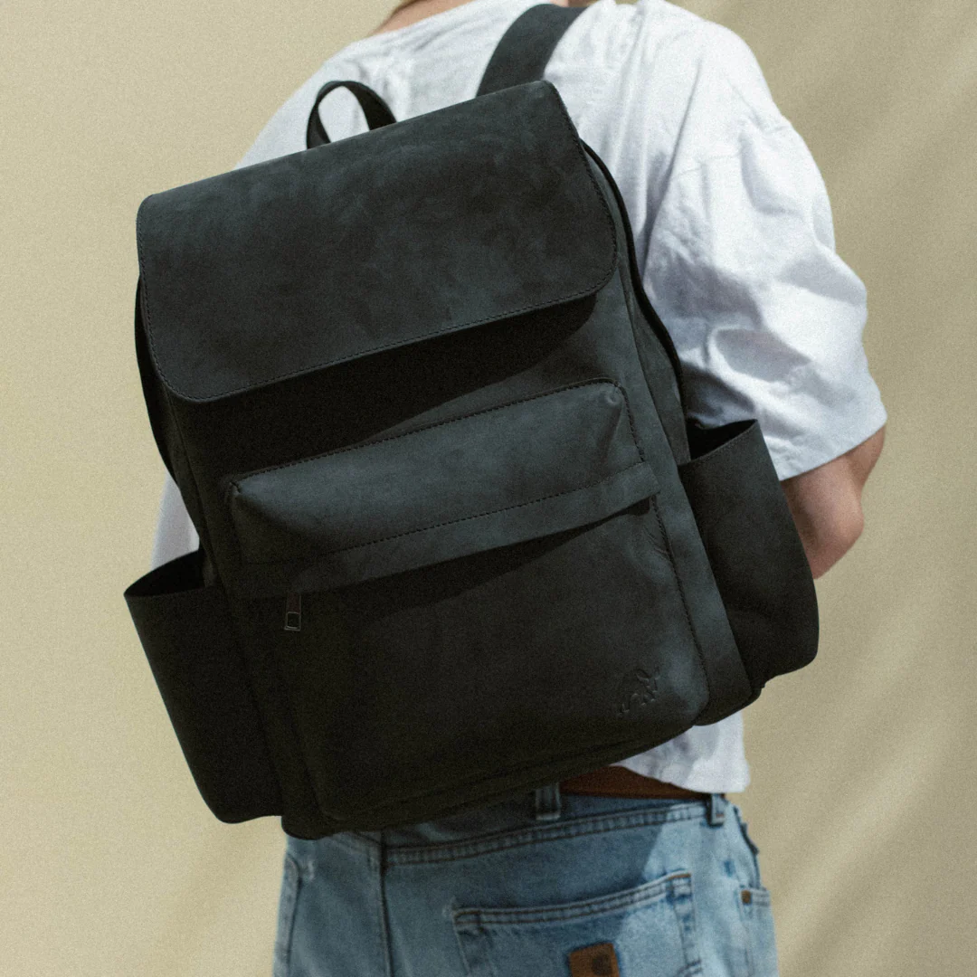 Leather Rugged Backpack - Black Edition - Image 6