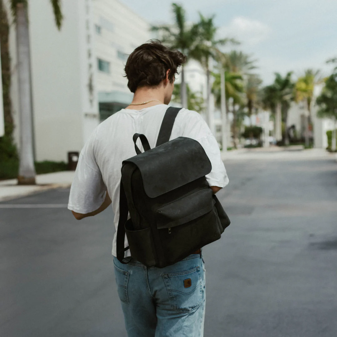 Leather Rugged Backpack - Black Edition - Image 7